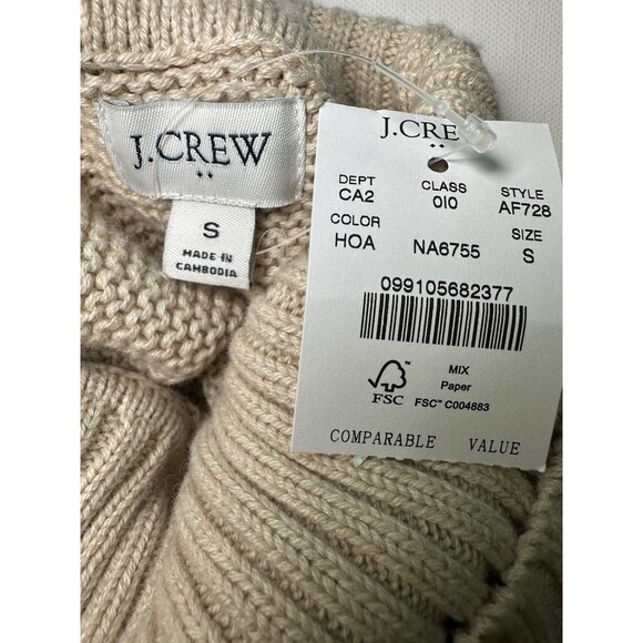 J. Crew Factory *NEW* Merino Wool Cotton Nylon Turtleneck Beige Sweater Women S‎ - Picture 6 of 11